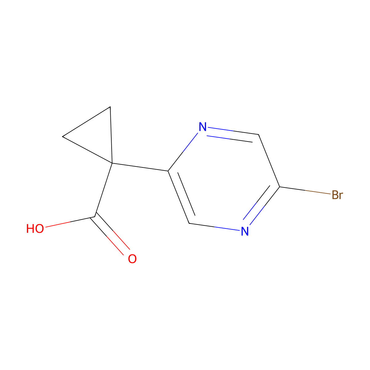 1-(5-Bromopyrazin-2-YL)cyclopropanecarboxylic acid molecular structure, CAS 1447606-64-5