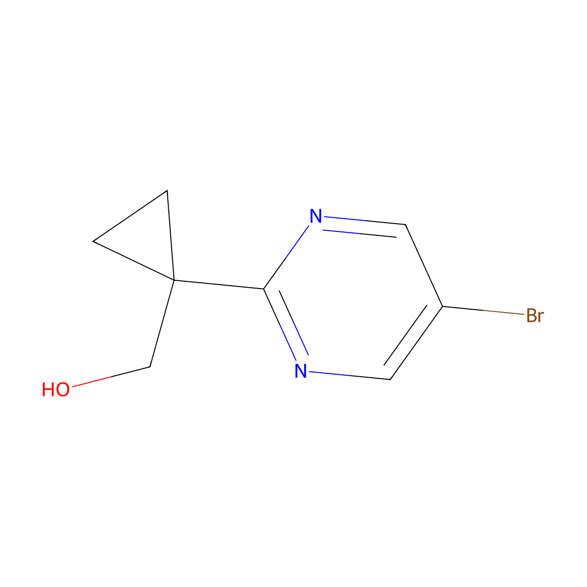 (1-(5-Bromopyrimidin-2-YL)cyclopropyl)methanol molecular structure, CAS 1447606-66-7