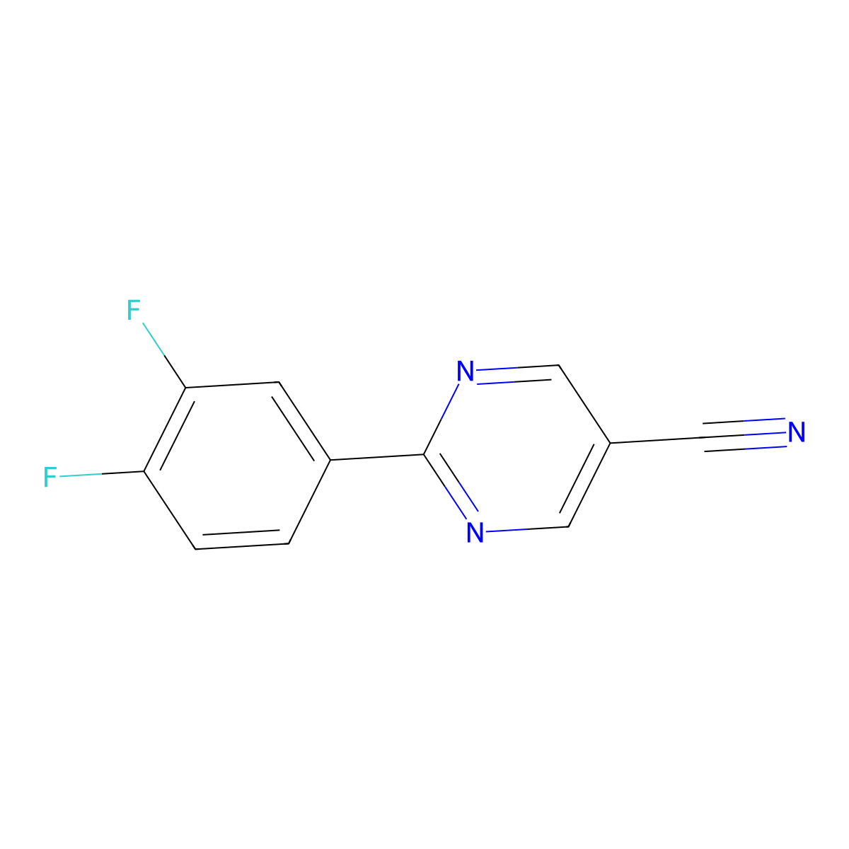 2-(3,4-Difluorophenyl)pyrimidine-5-carbonitrile molecular structure, CAS 1447606-68-9