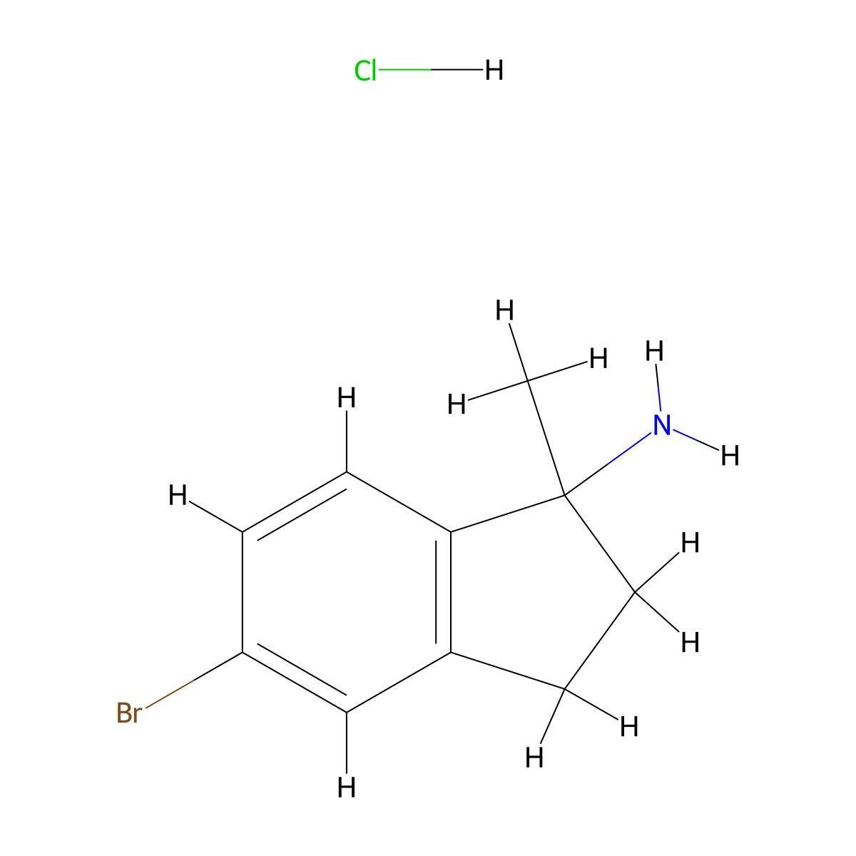 5-Bromo-1-methyl-2,3-dihydro-1H-inden-1-amine hydrochloride molecular structure, CAS 1447606-72-5