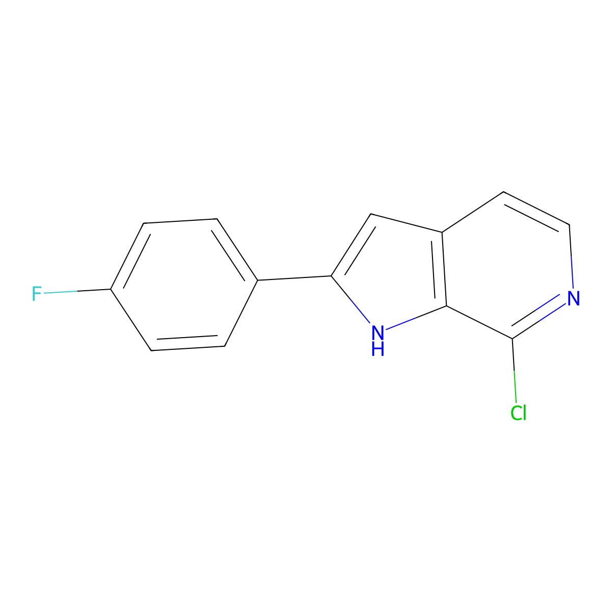 7-Chloro-2-(4-fluorophenyl)-1H-pyrrolo[2,3-C]pyridine molecular structure, CAS 1447606-90-7