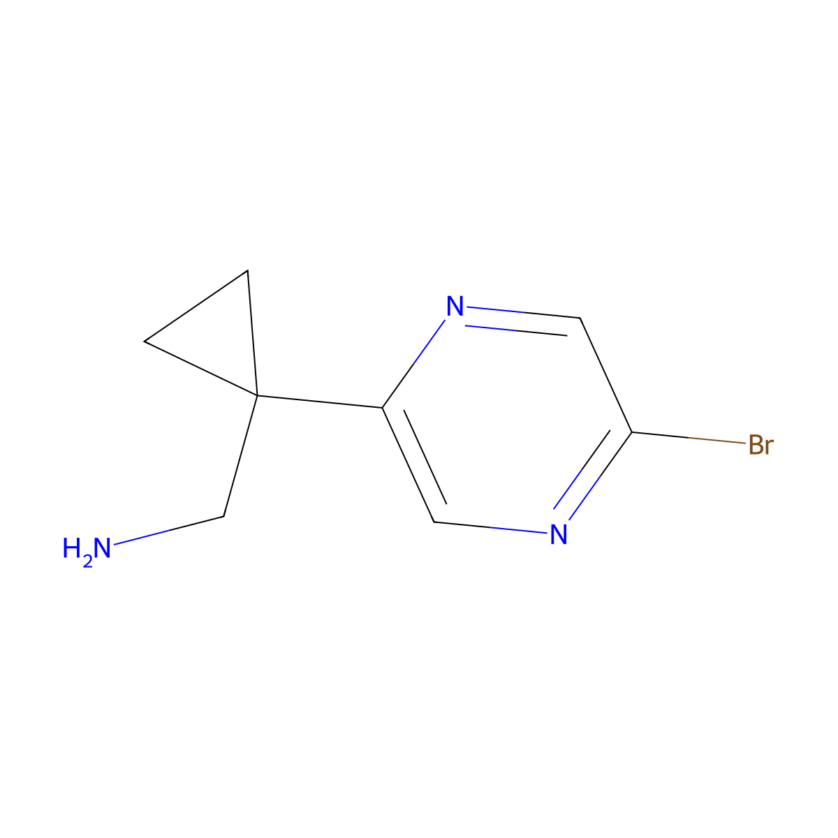 (1-(5-Bromopyrazin-2-YL)cyclopropyl)methanamine molecular structure, CAS 1447606-94-1