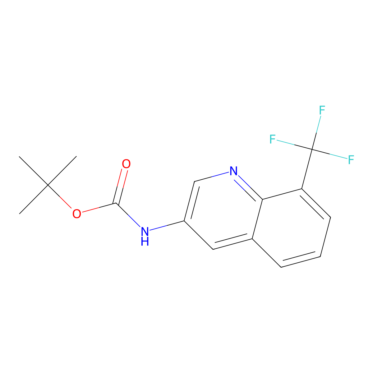 Tert-butyl 8-(trifluoromethyl)quinolin-3-ylcarbamate molecular structure, CAS 1447607-03-5