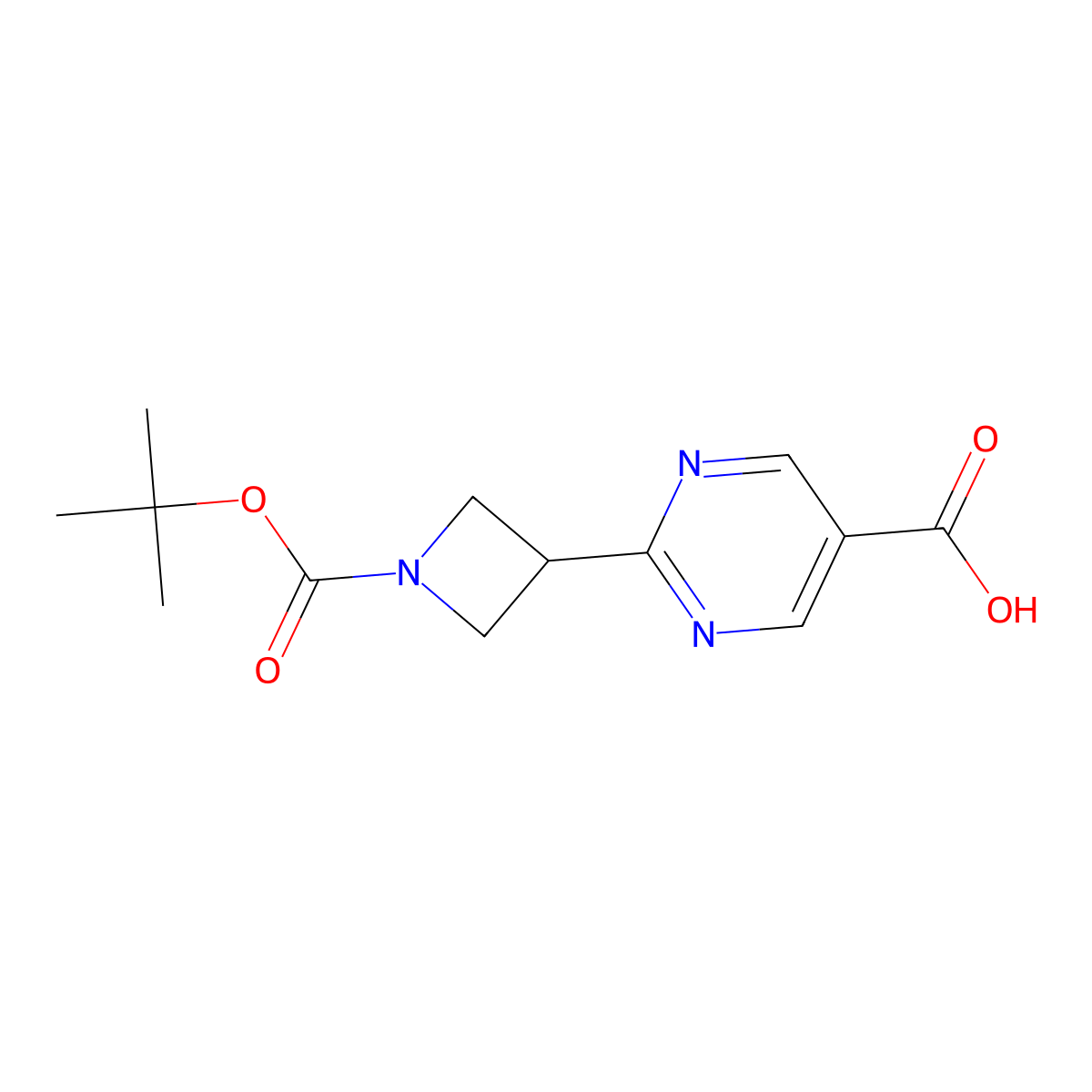 2-{1-[(Tert-butoxy)carbonyl]azetidin-3-yl}pyrimidine-5-carboxylic acid molecular structure, CAS 1447607-17-1