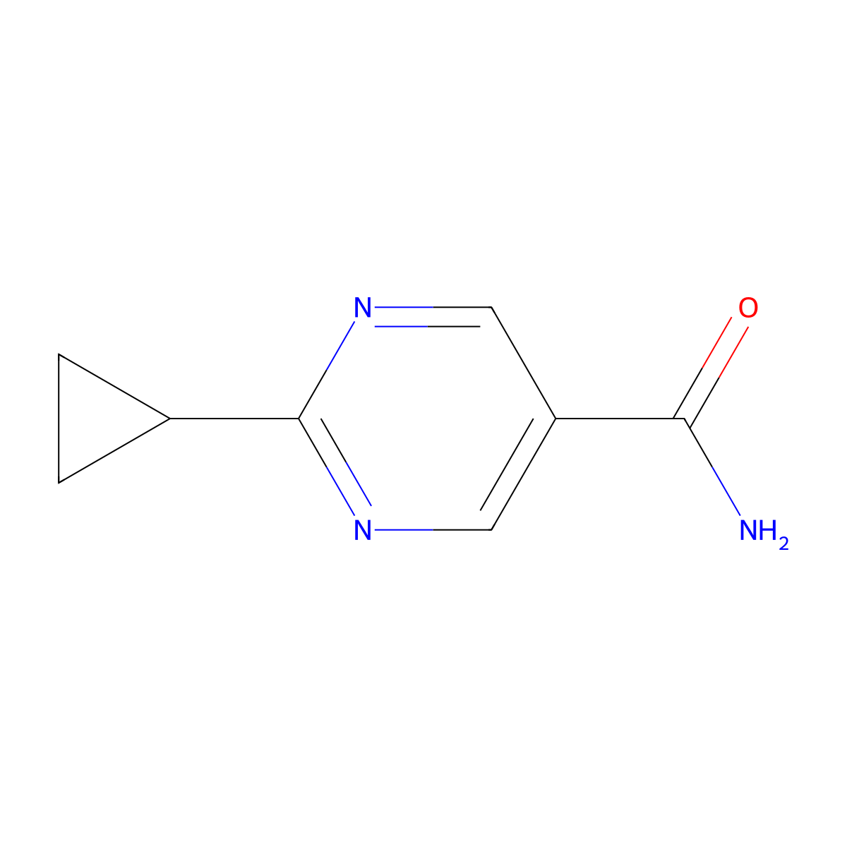 2-Cyclopropylpyrimidine-5-carboxamide molecular structure, CAS 1447607-18-2
