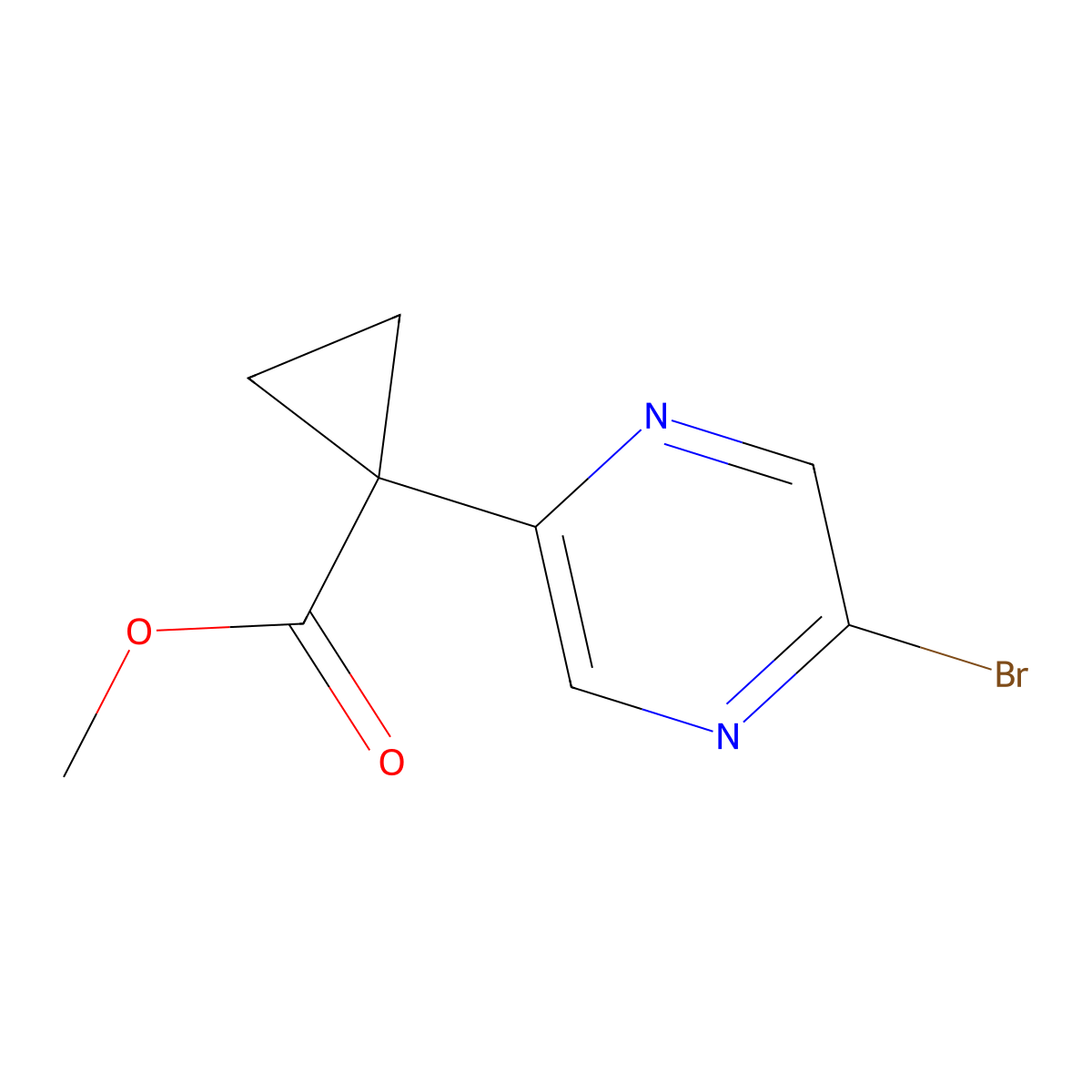 Methyl 1-(5-bromopyrazin-2-YL)cyclopropanecarboxylate molecular structure, CAS 1447607-23-9