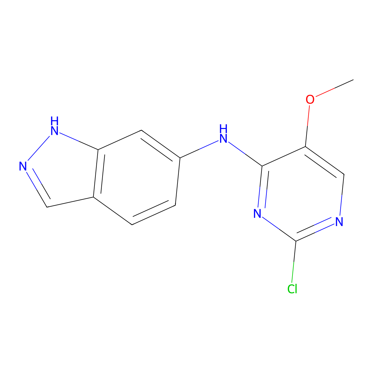N-(2-Chloro-5-methoxypyrimidin-4-YL)-1H-indazol-6-amine molecular structure, CAS 1447607-39-7