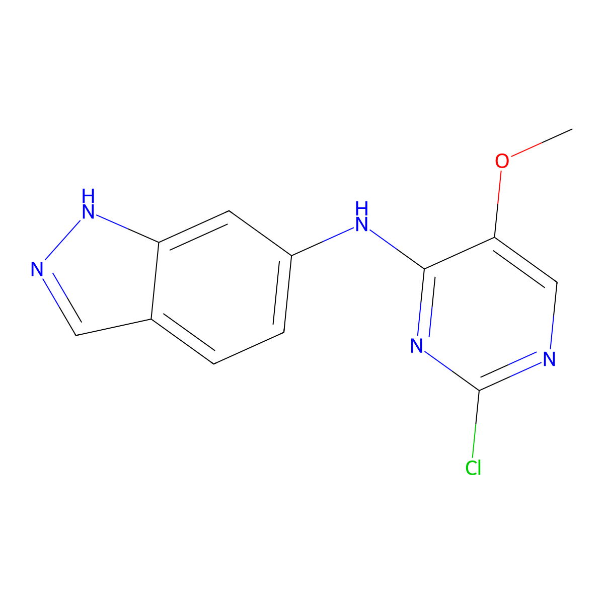 N-(2-Chloro-5-methoxypyrimidin-4-YL)-1H-indazol-6-amine molecular structure, CAS 1447607-39-7