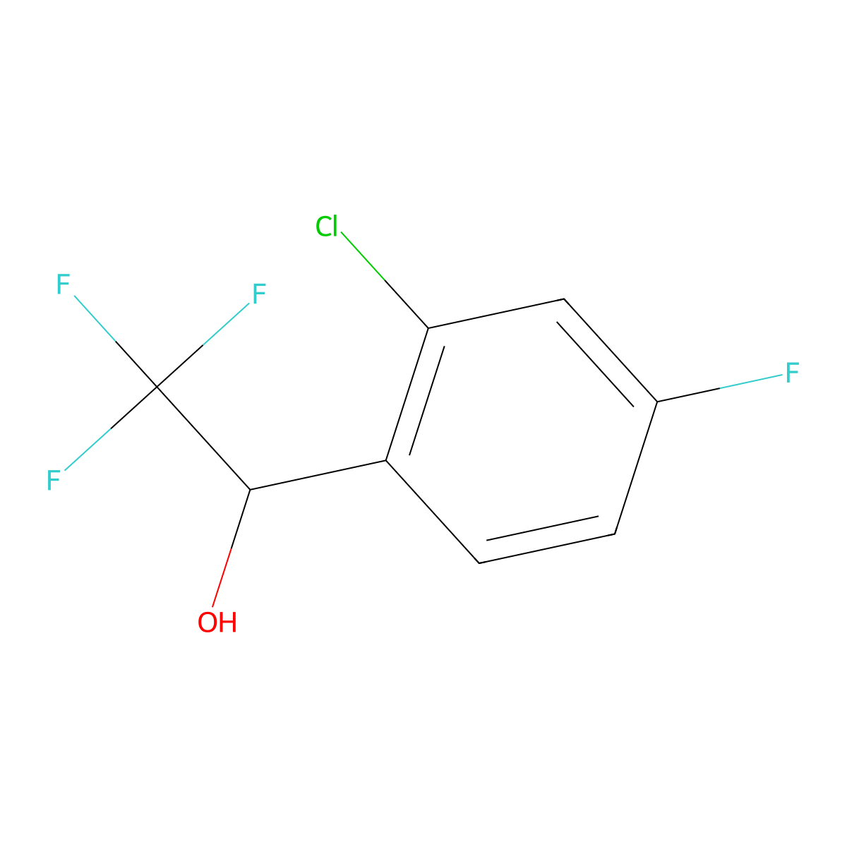 1-(2-Chloro-4-fluorophenyl)-2,2,2-trifluoroethanol molecular structure, CAS 1447607-62-6