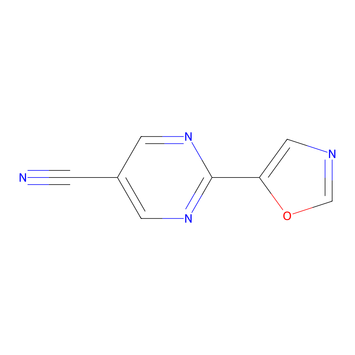 2-(Oxazol-5-YL)pyrimidine-5-carbonitrile molecular structure, CAS 1447607-64-8