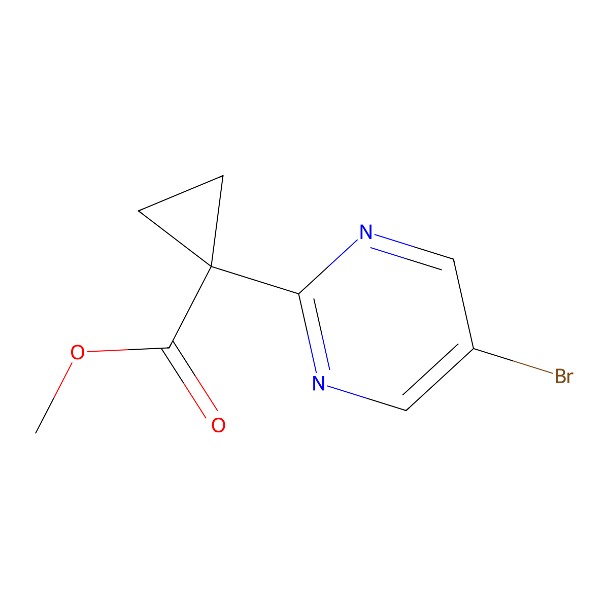 Methyl 1-(5-bromopyrimidin-2-YL)cyclopropanecarboxylate molecular structure, CAS 1447607-69-3