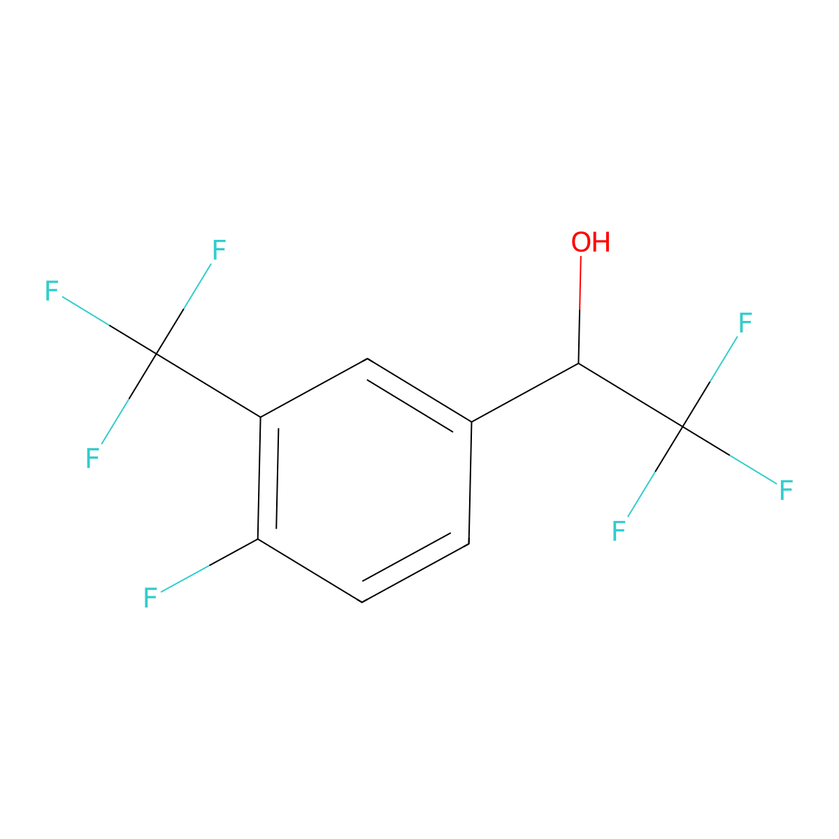 2,2,2-Trifluoro-1-(4-fluoro-3-(trifluoromethyl)phenyl)ethanol molecular structure, CAS 1447607-94-4