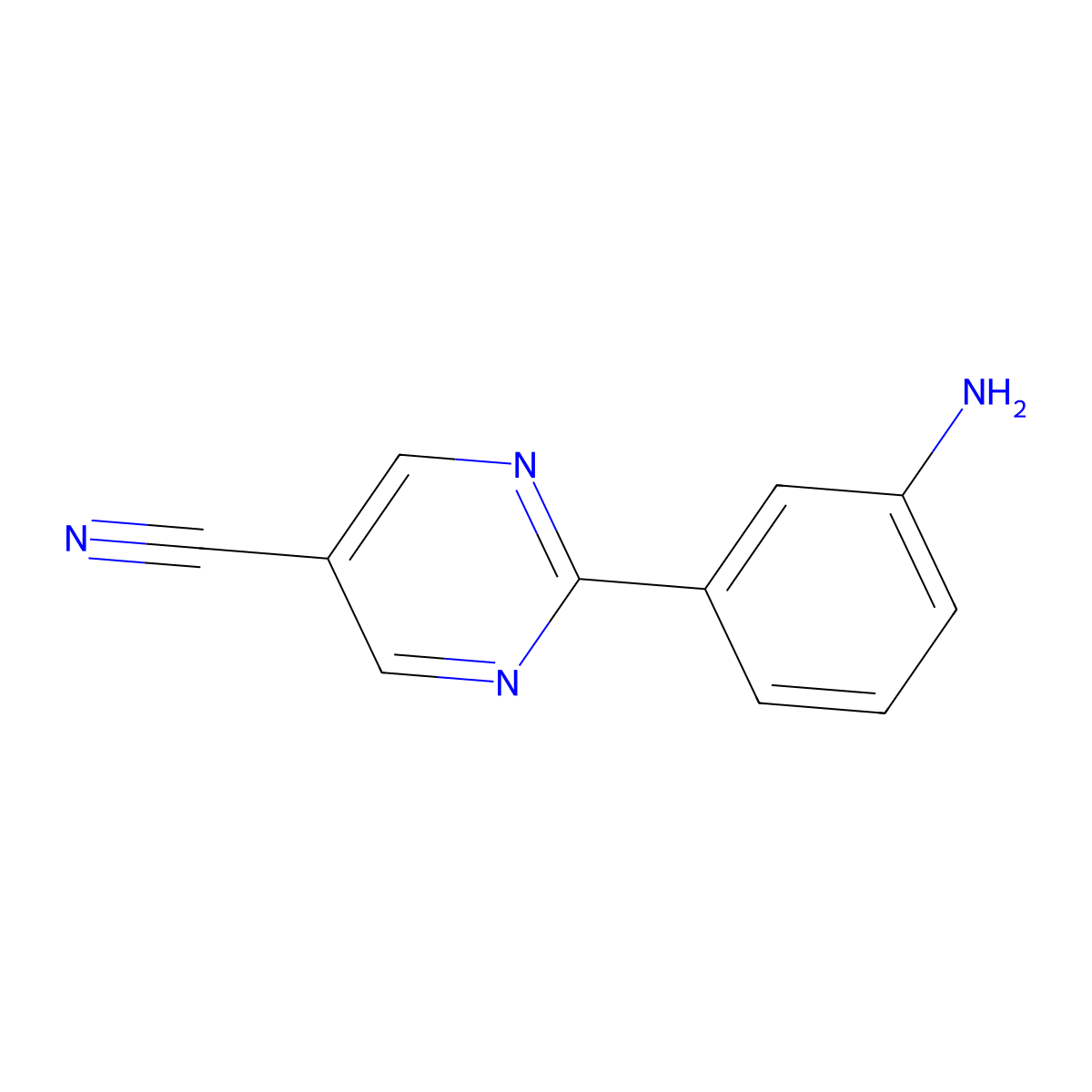 2-(3-Aminophenyl)pyrimidine-5-carbonitrile molecular structure, CAS 1447608-04-9