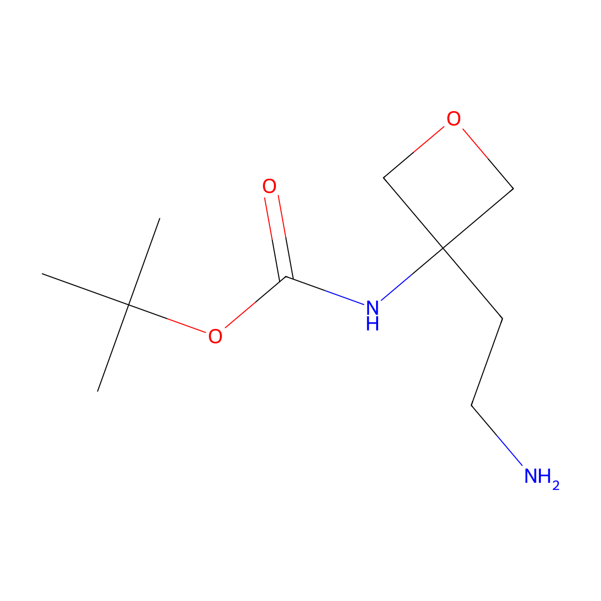 Tert-butyl (3-(2-aminoethyl)oxetan-3-YL)carbamate molecular structure, CAS 1447608-12-9