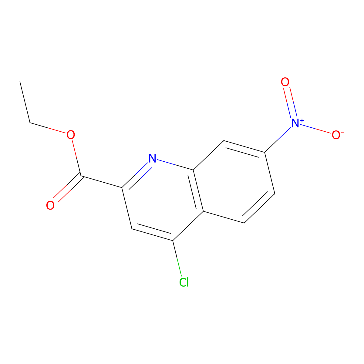 Ethyl 4-chloro-7-nitroquinoline-2-carboxylate molecular structure, CAS 1447608-14-1