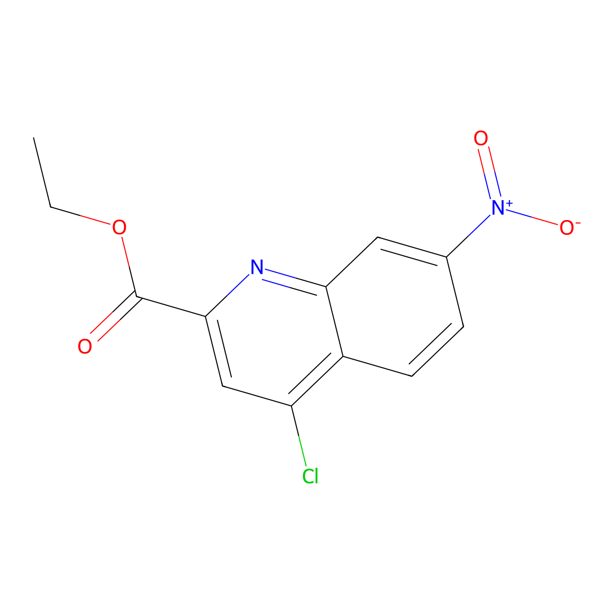 Ethyl 4-chloro-7-nitroquinoline-2-carboxylate molecular structure, CAS 1447608-14-1