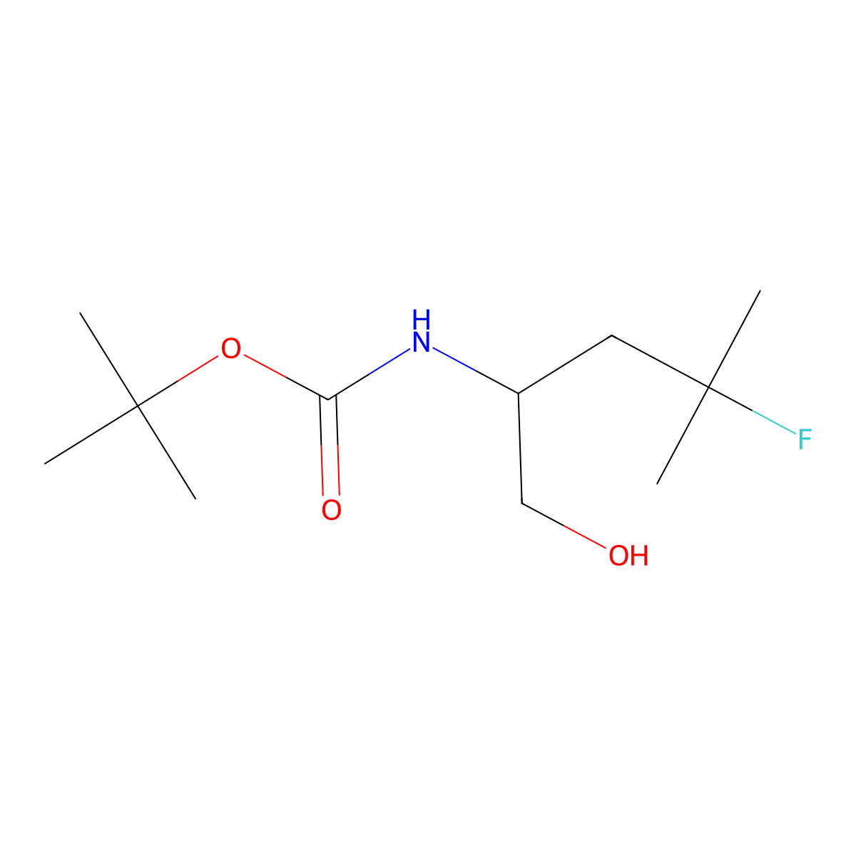(R)-Tert-butyl (4-fluoro-1-hydroxy-4-methylpentan-2-YL)carbamate molecular structure, CAS 1447616-09-2