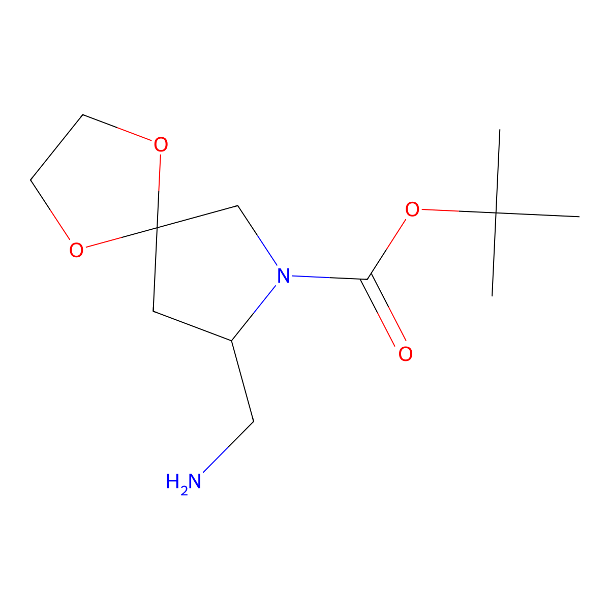 (S)-Tert-butyl 8-(aminomethyl)-1,4-dioxa-7-azaspiro[4.4]nonane-7-carboxylate molecular structure, CAS 1447616-20-7