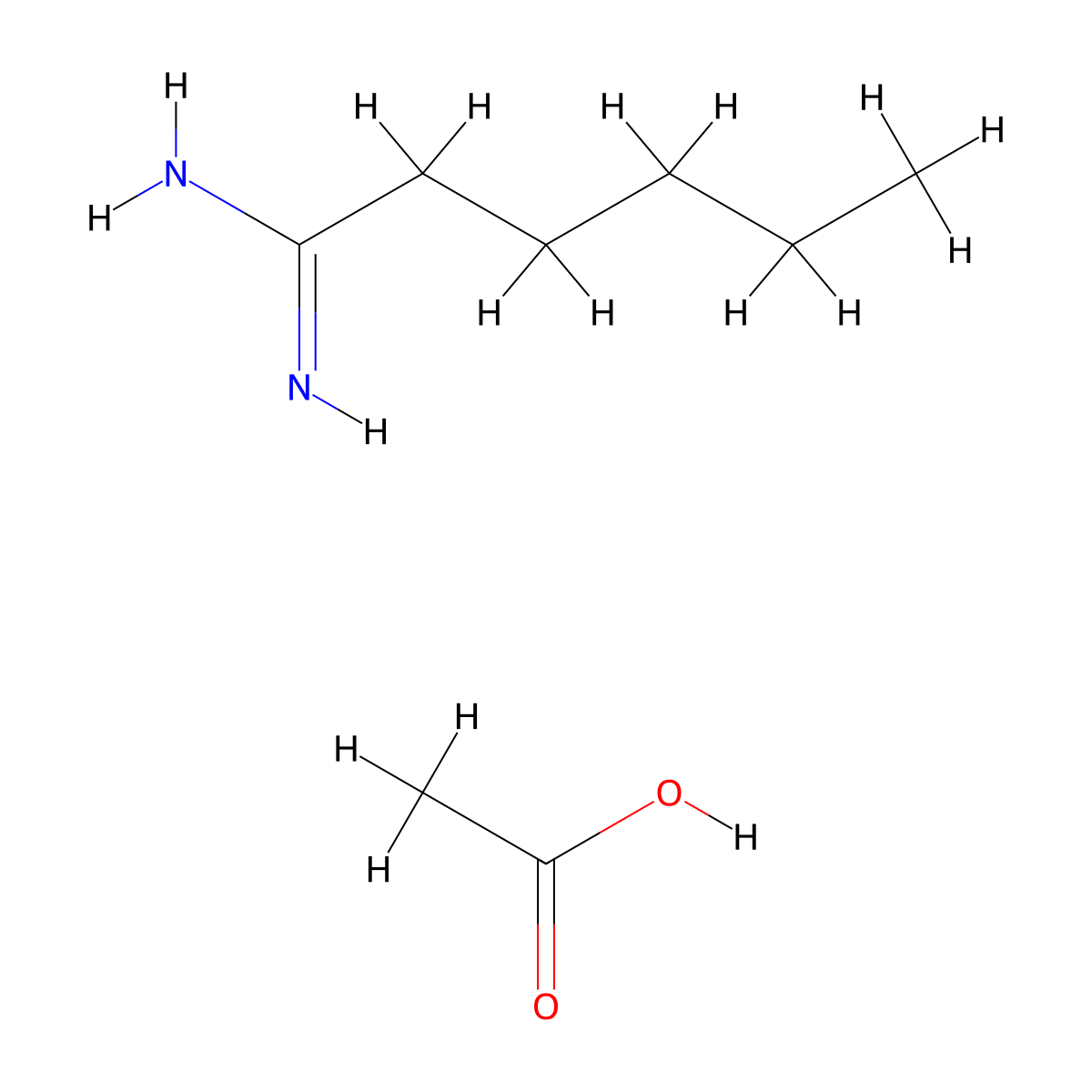 Hexanimidamide; acetic acid molecular structure, CAS 1447663-71-9