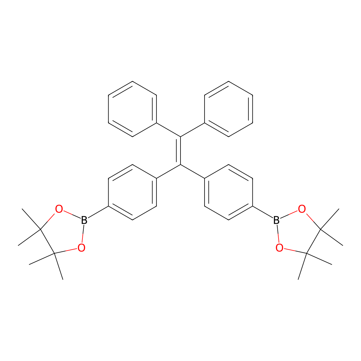 2,2'-((2,2-Diphenylethene-1,1-diyl)bis(4,1-phenylene))bis(4,4,5,5-tetramethyl-1,3,2-dioxaborolane) molecular structure, CAS 1447669-03-5