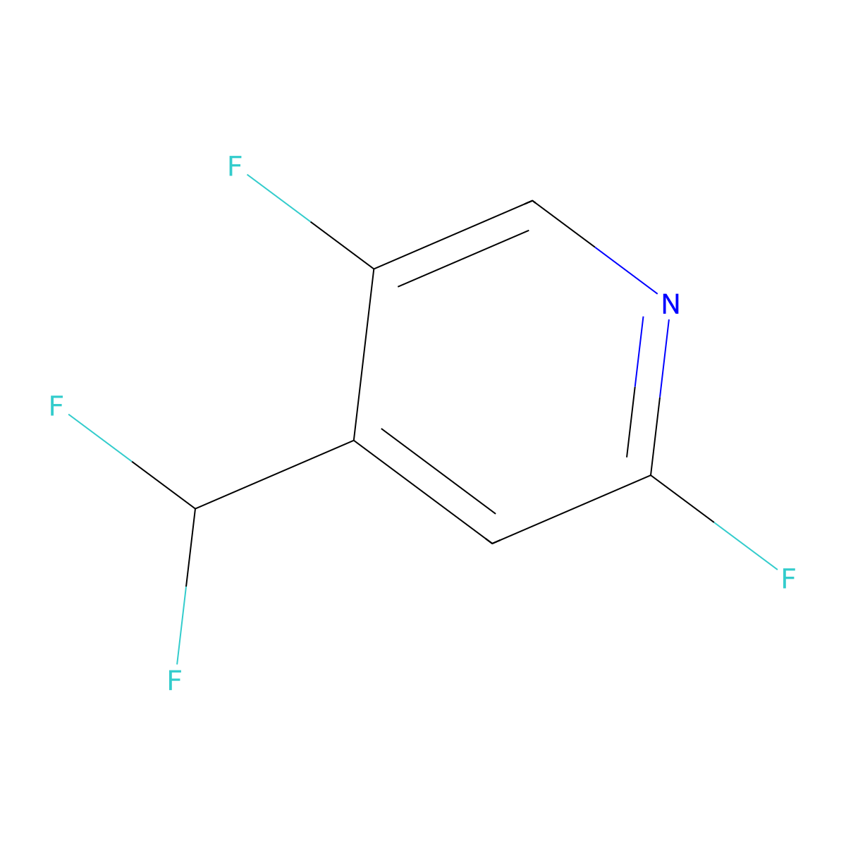 2,5-Difluoro-4-difluoromethylpyridine over potassium carbonate molecular structure, CAS 1447671-79-5