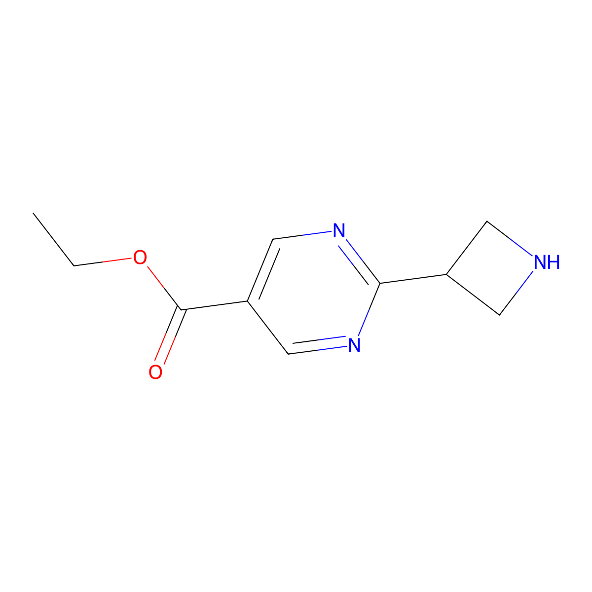 Ethyl 2-(azetidin-3-yl)pyrimidine-5-carboxylate molecular structure, CAS 1447694-51-0