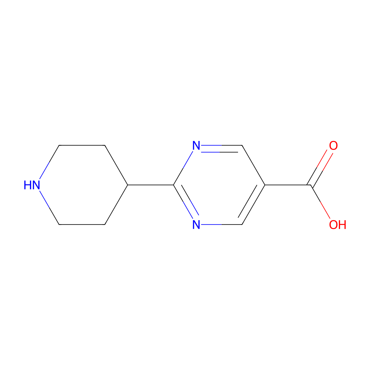 2-(Piperidin-4-yl)pyrimidine-5-carboxylic acid molecular structure, CAS 1447694-55-4