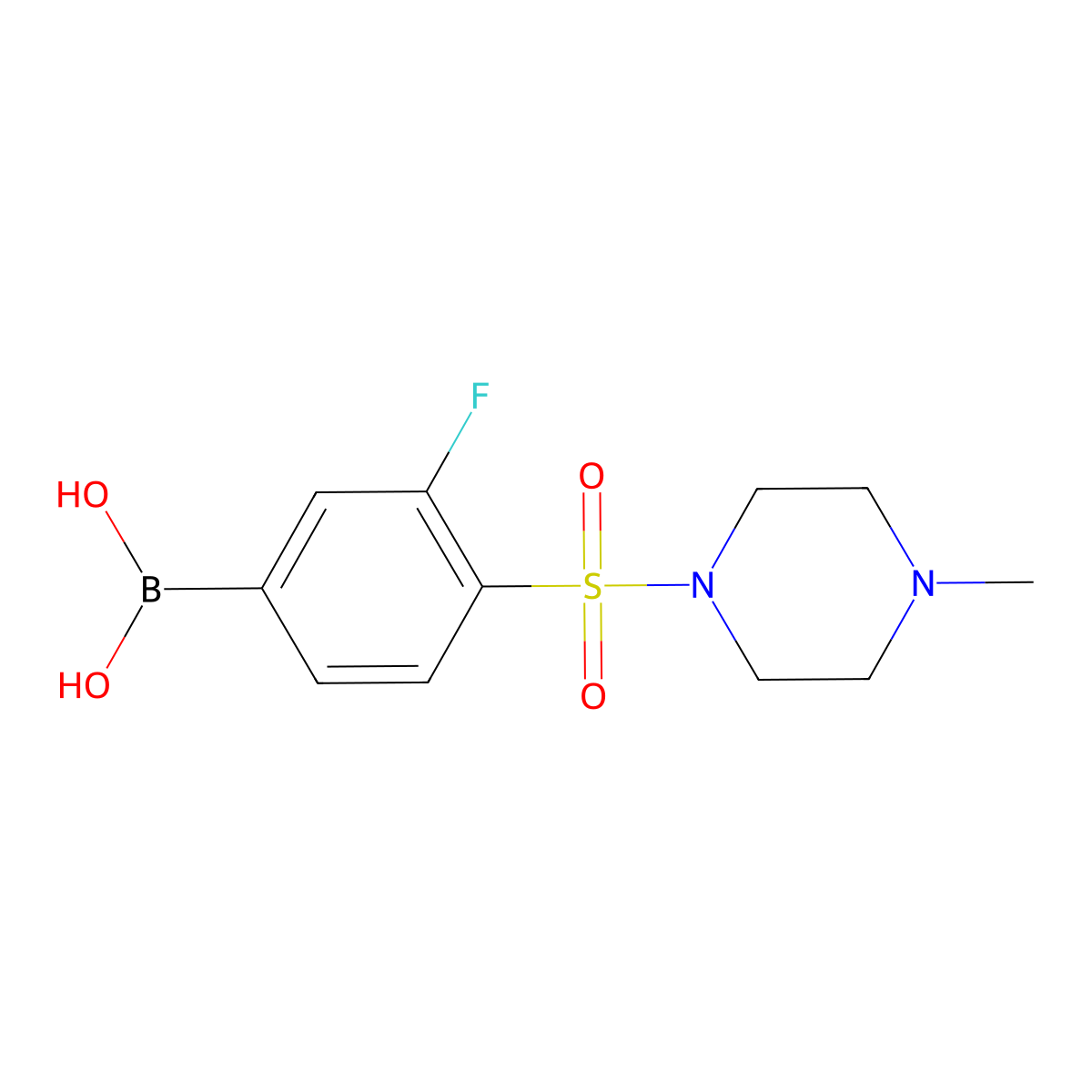 (3-Fluoro-4-((4-methylpiperazin-1-yl)sulfonyl)phenyl)boronic acid molecular structure, CAS 1447713-71-4