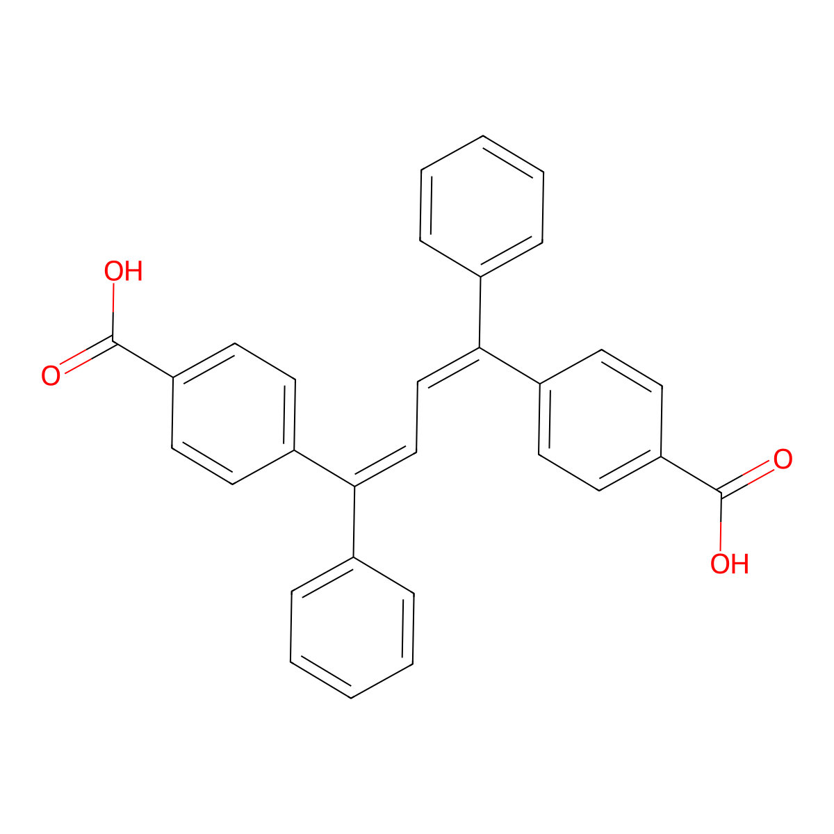 4,4'-(1,4-Diphenylbuta-1,3-diene-1,4-diyl)dibenzoic acid molecular structure, CAS 1447761-33-2
