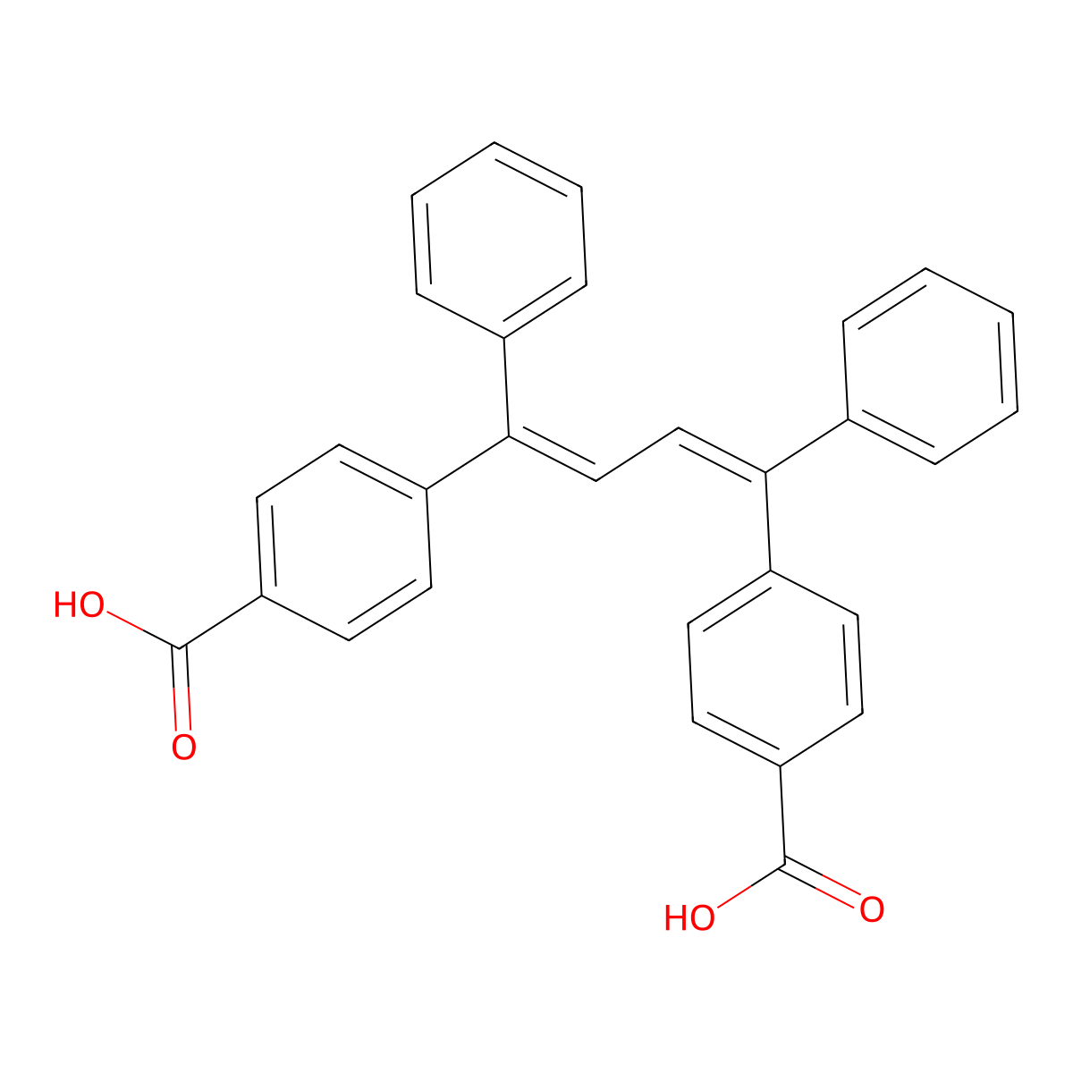 4,4'-(1,4-Diphenylbuta-1,3-diene-1,4-diyl)dibenzoic acid molecular structure, CAS 1447761-33-2