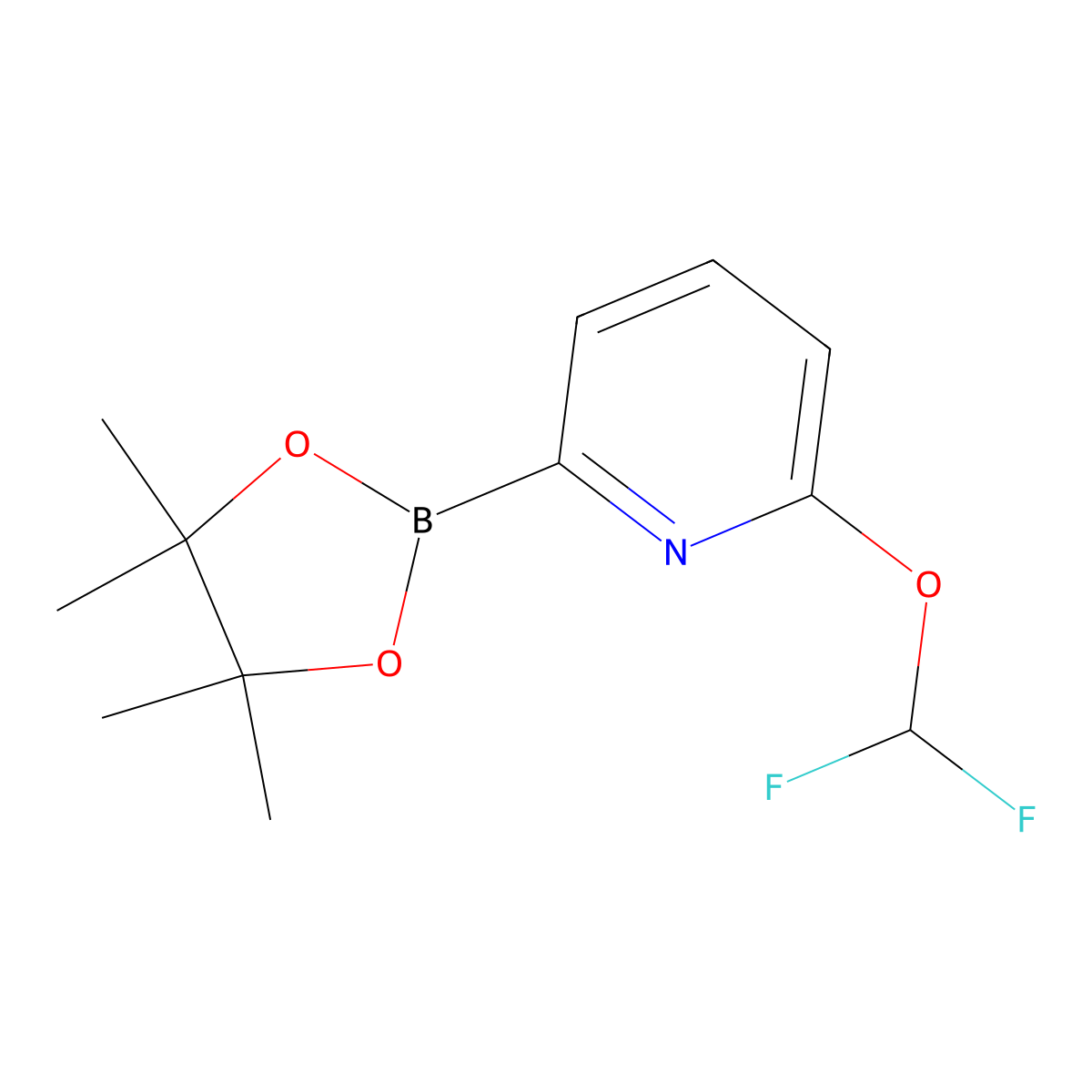 2-(Difluoromethoxy)-6-(4,4,5,5-tetramethyl-1,3,2-dioxaborolan-2-yl)pyridine molecular structure, CAS 1447761-72-9