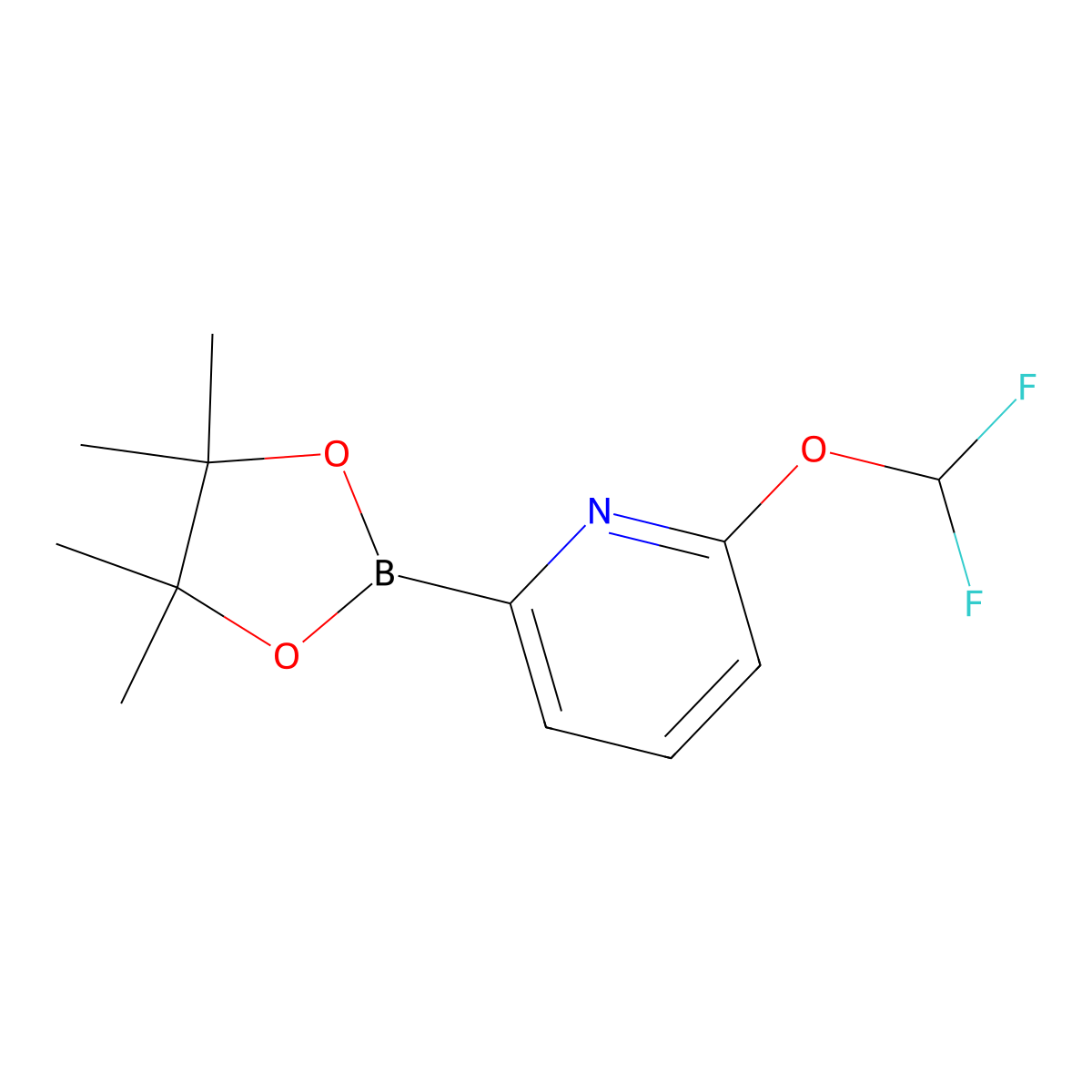 2-(Difluoromethoxy)-6-(4,4,5,5-tetramethyl-1,3,2-dioxaborolan-2-yl)pyridine molecular structure, CAS 1447761-72-9