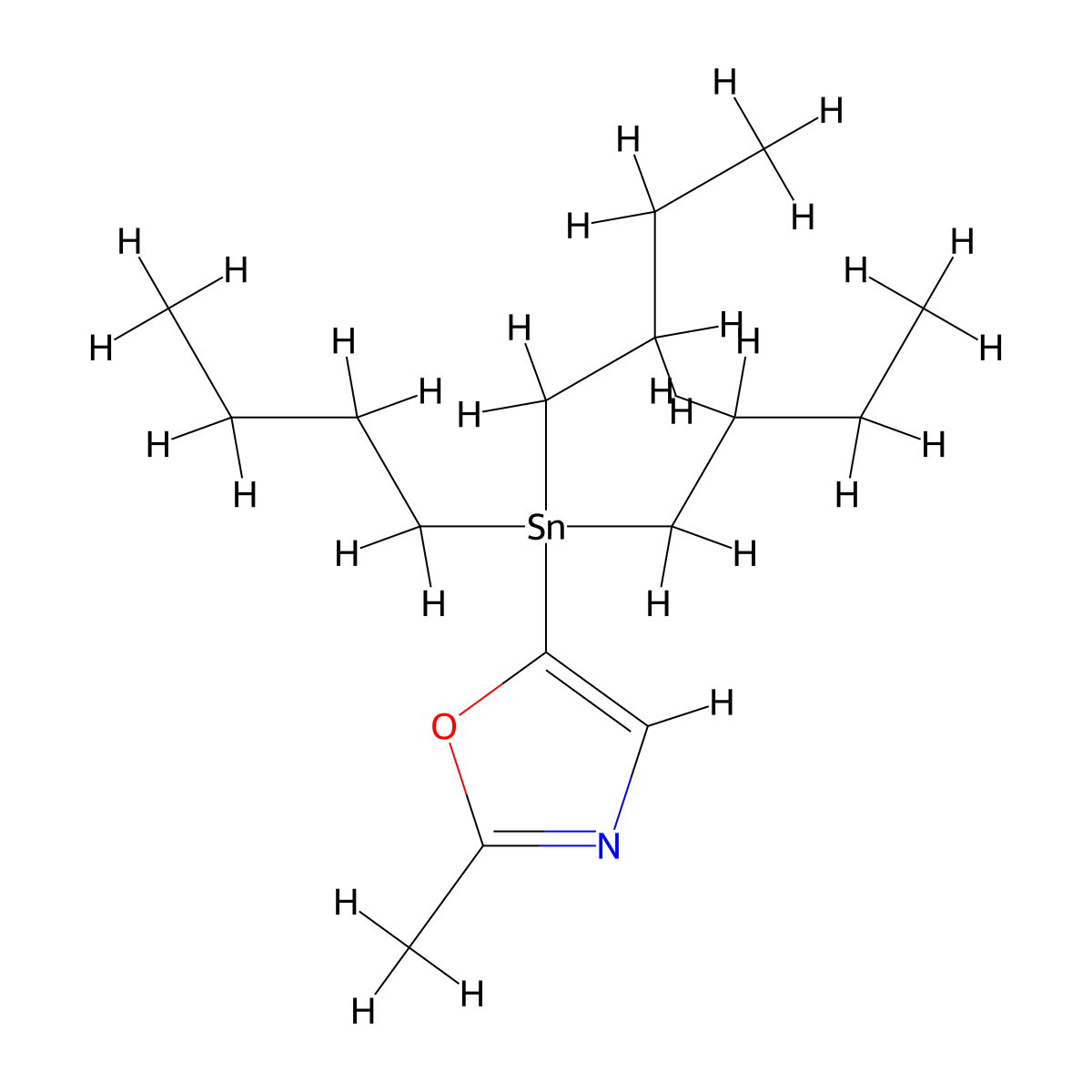 2-Methyl-5-(tributylstannyl)-1,3-oxazole molecular structure, CAS 1447763-78-1