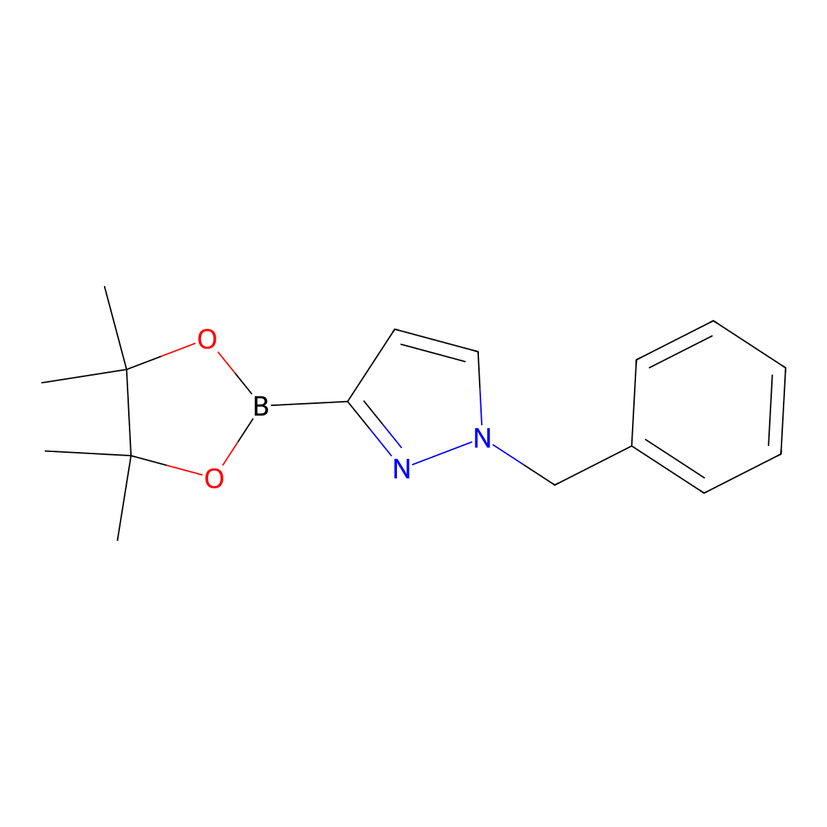 1-benzyl-3-(tetramethyl-1,3,2-dioxaborolan-2-yl)-1H-pyrazole molecular structure, CAS 1447764-19-3