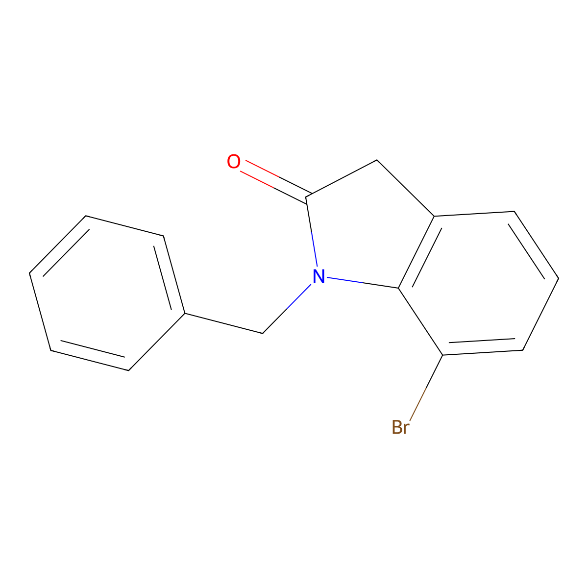 1-benzyl-7-bromo-2,3-dihydro-1H-indol-2-one molecular structure, CAS 1447816-61-6