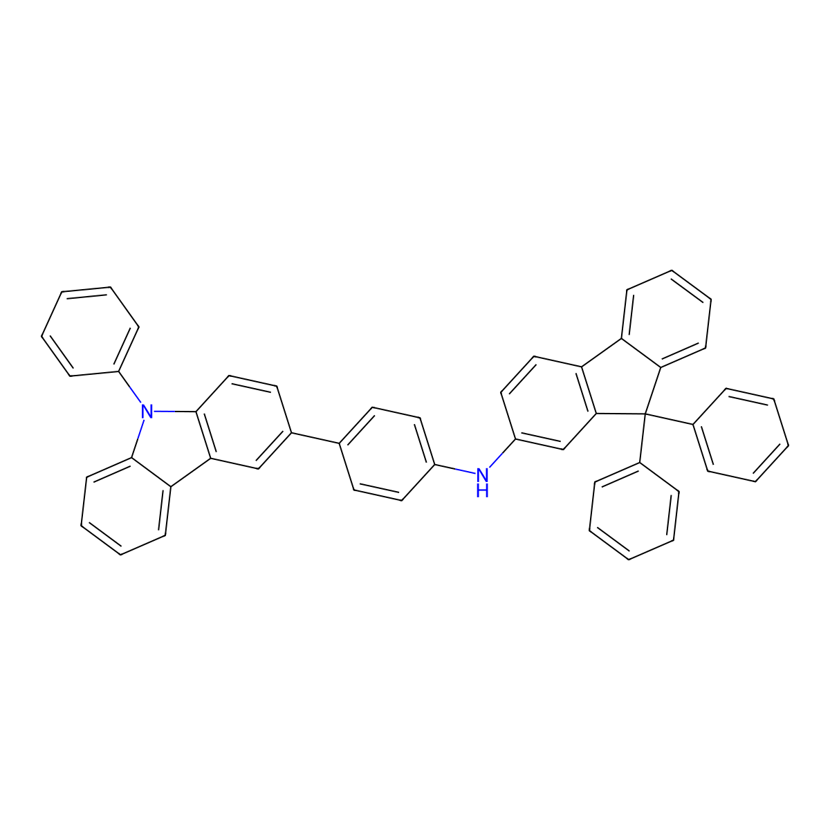 9,9-Diphenyl-N-(4-(9-phenyl-9H-carbazol-3-yl)phenyl)-9H-fluoren-2-amine molecular structure, CAS 1447838-87-0