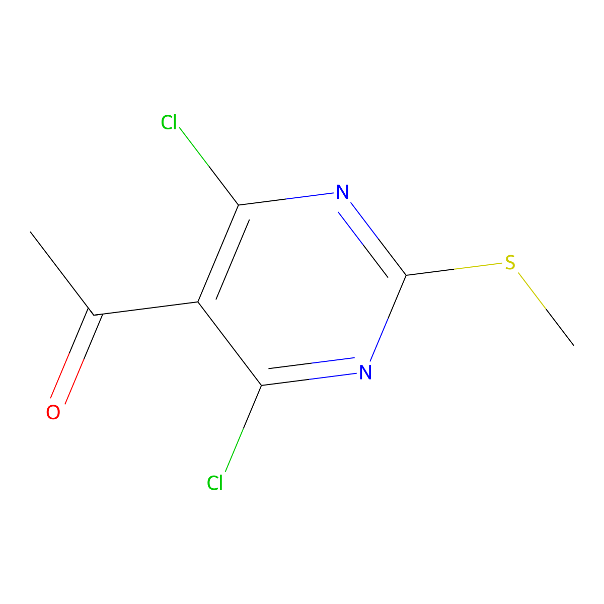 1-(4,6-Dichloro-2-(methylthio)pyrimidin-5-yl)ethanone molecular structure, CAS 1447839-64-6