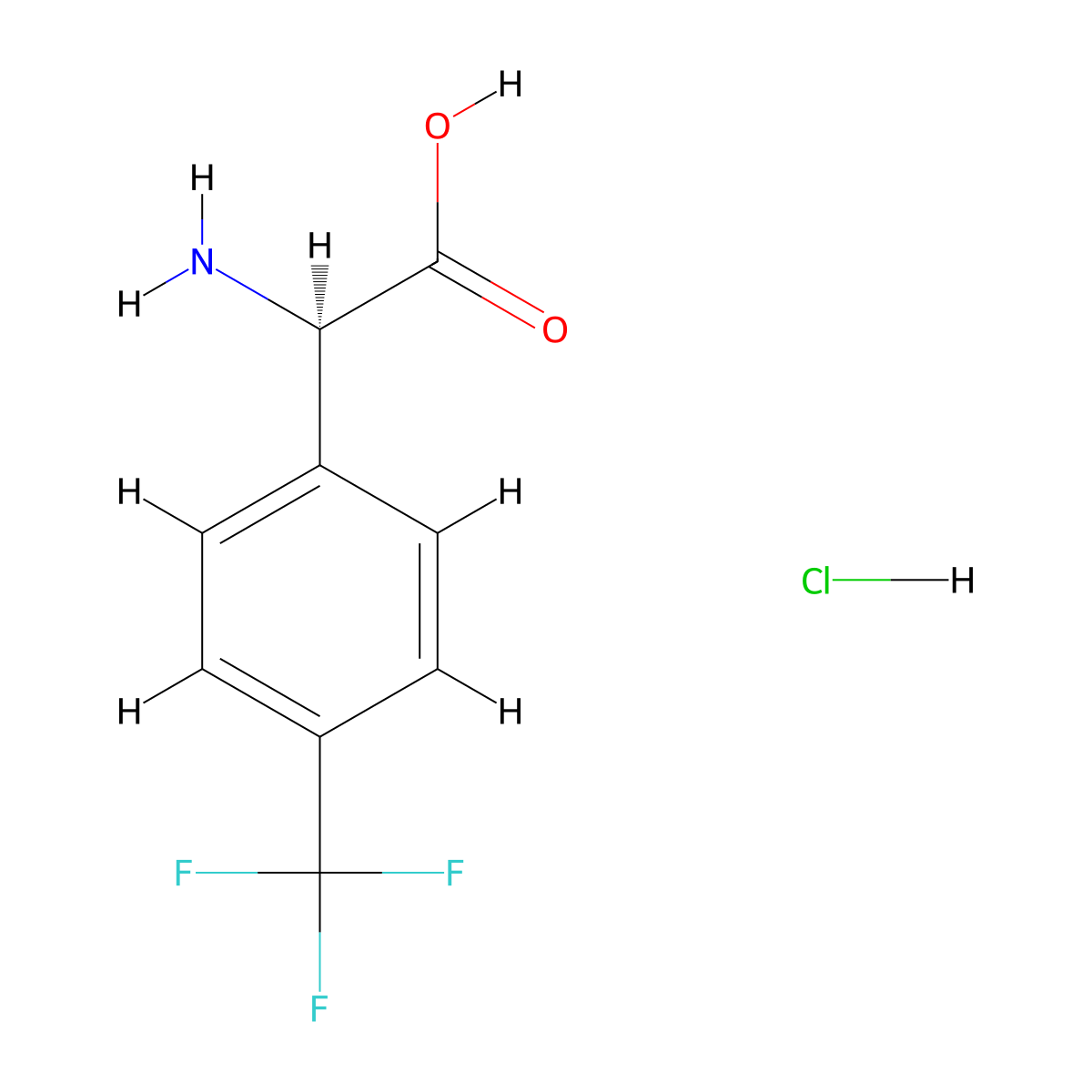 (R)-2-Amino-2-(4-(trifluoromethyl)phenyl)acetic acid hydrochloride molecular structure, CAS 144789-74-2
