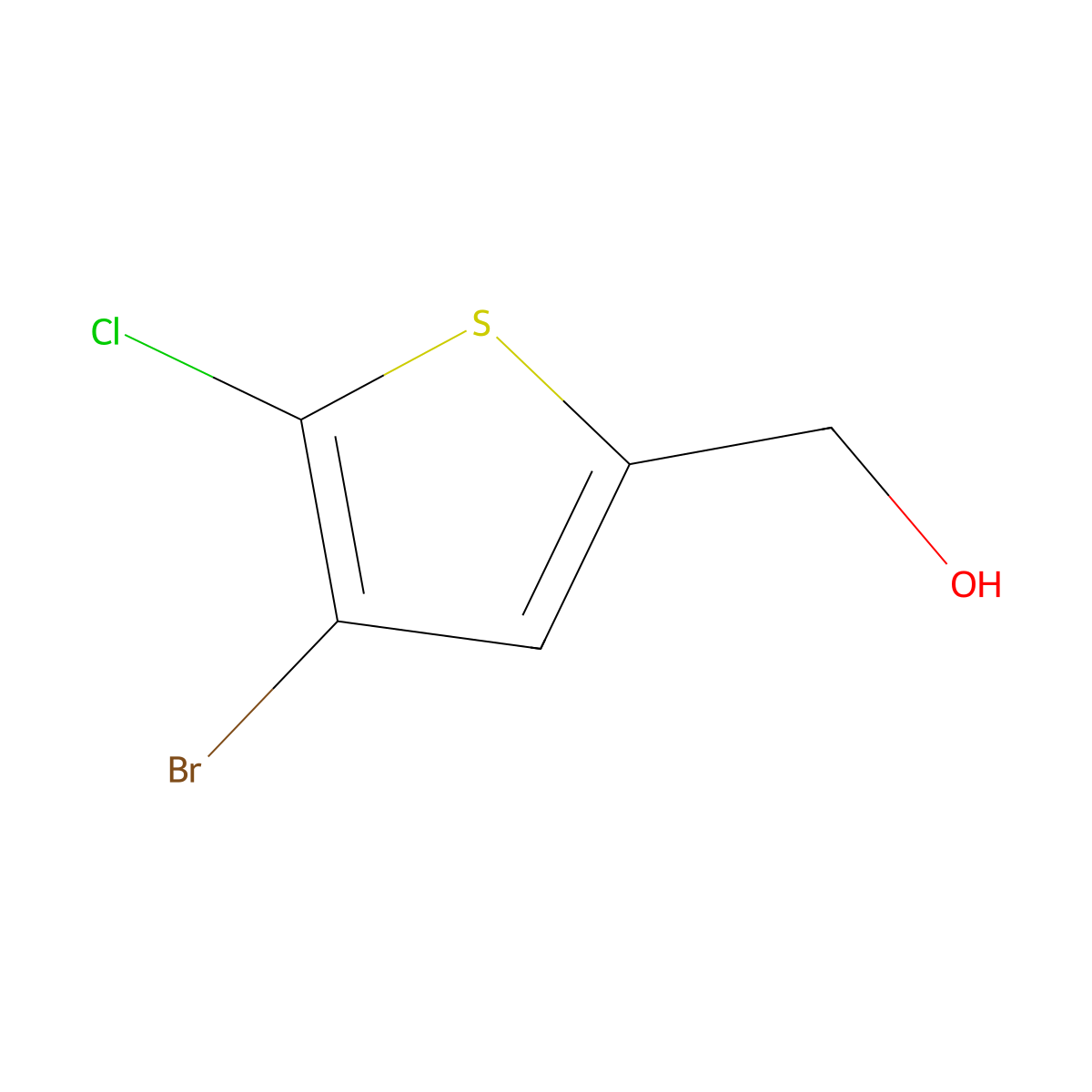 (4-Bromo-5-chlorothiophen-2-yl)methanol molecular structure, CAS 1447914-22-8