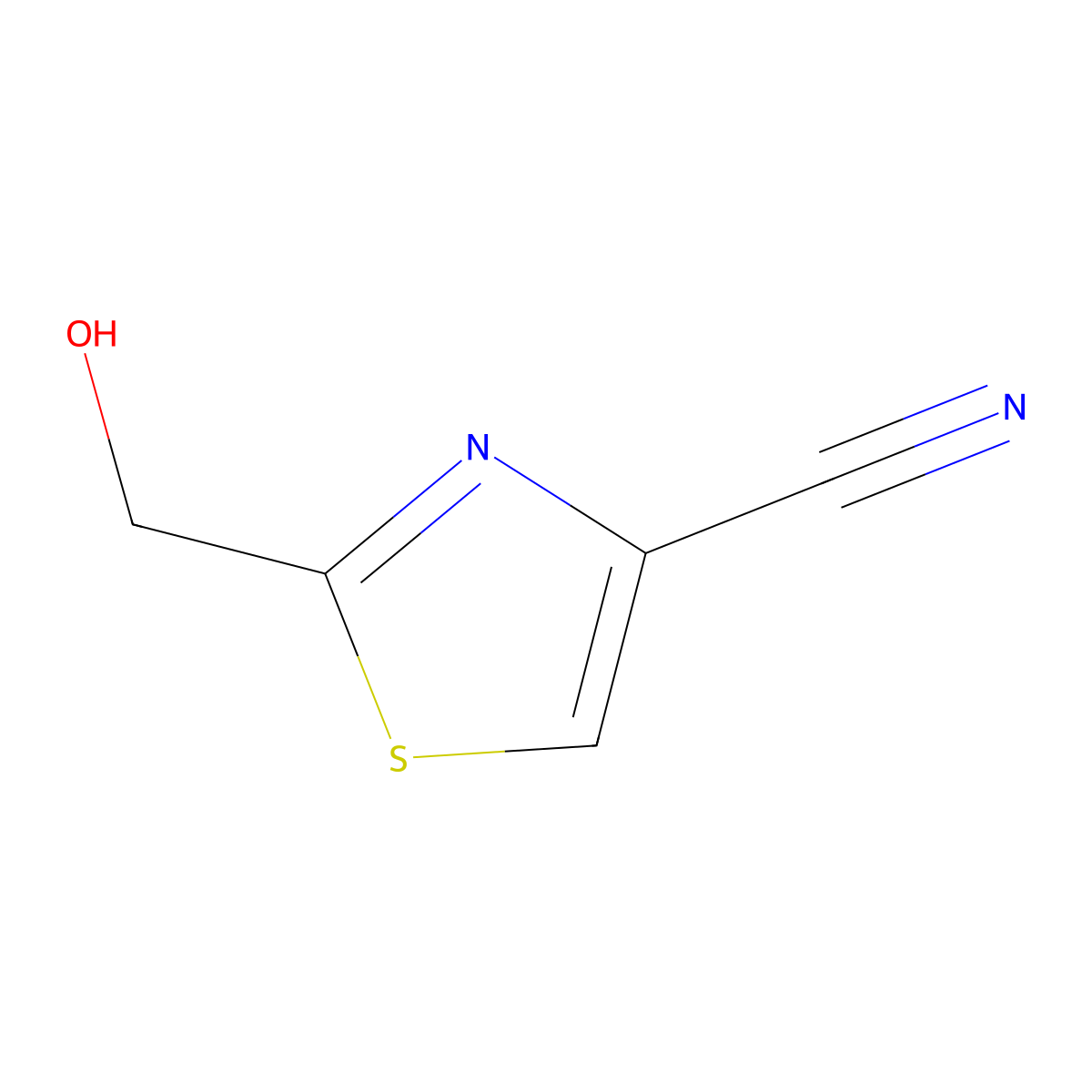 2-(Hydroxymethyl)-4-thiazolecarbonitrile molecular structure, CAS 1447914-70-6