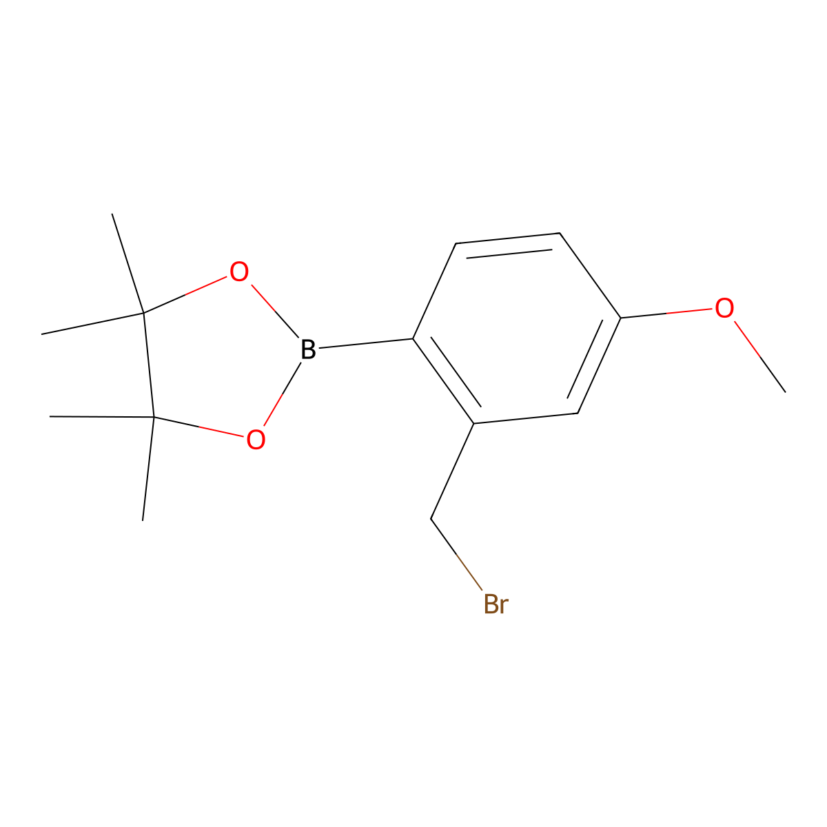 2-[2-(Bromomethyl)-4-methoxyphenyl]-4,4,5,5-tetramethyl-1,3,2-dioxaborolane molecular structure, CAS 1447933-44-9