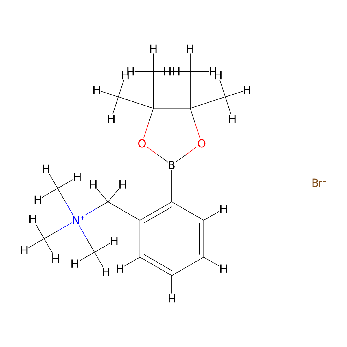 Trimethyl({[2-(4,4,5,5-tetramethyl-1,3,2-dioxaborolan-2-yl)phenyl]methyl})azanium bromide molecular structure, CAS 1447933-45-0