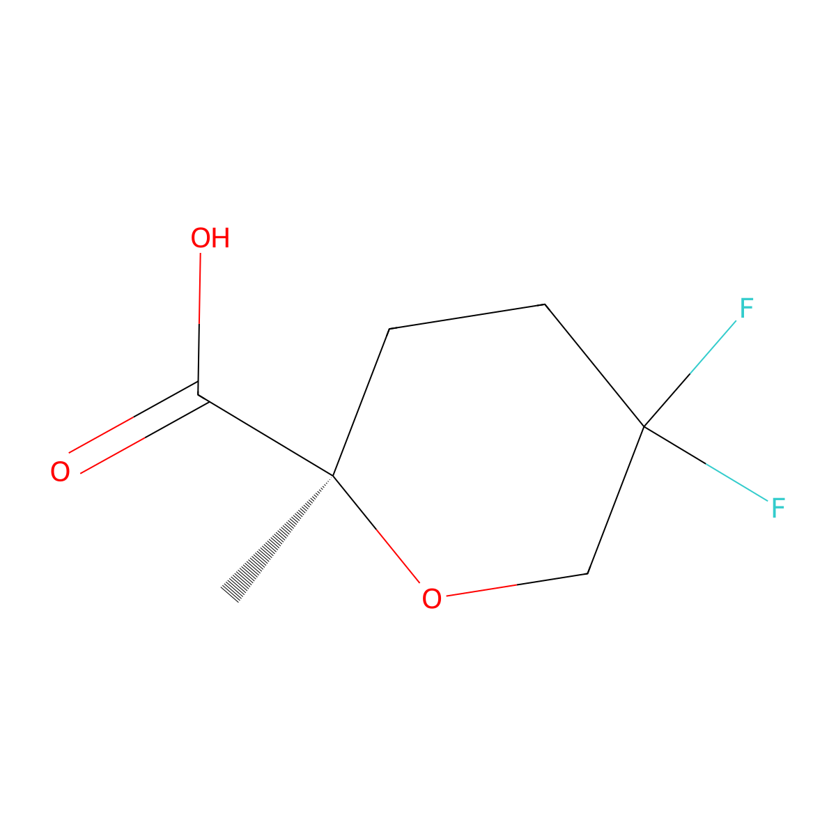 (2R)-5,5-Difluoro-2-methyloxane-2-carboxylic acid molecular structure, CAS 1447941-12-9