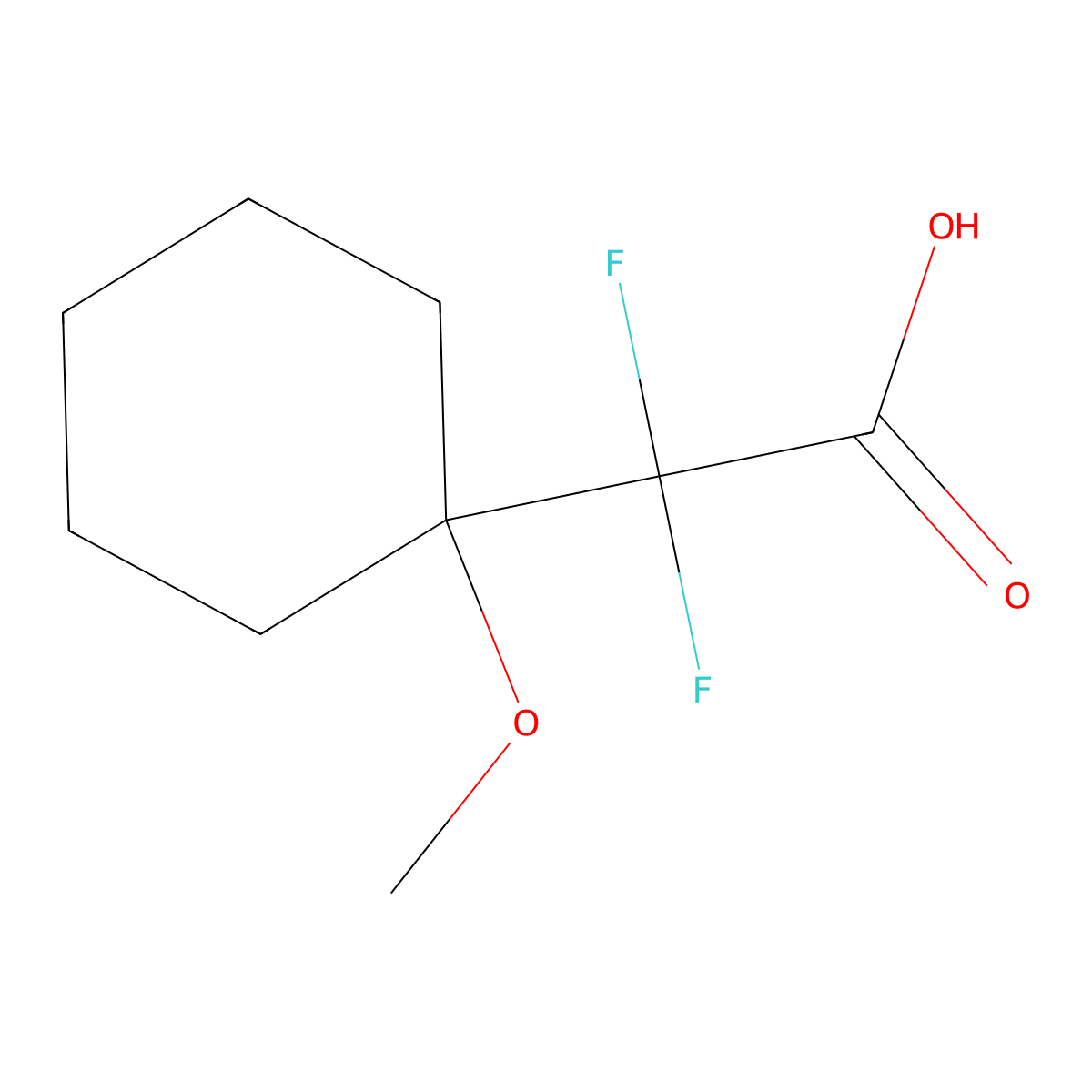 2,2-Difluoro-2-(1-methoxycyclohexyl)acetic acid molecular structure, CAS 1447943-65-8