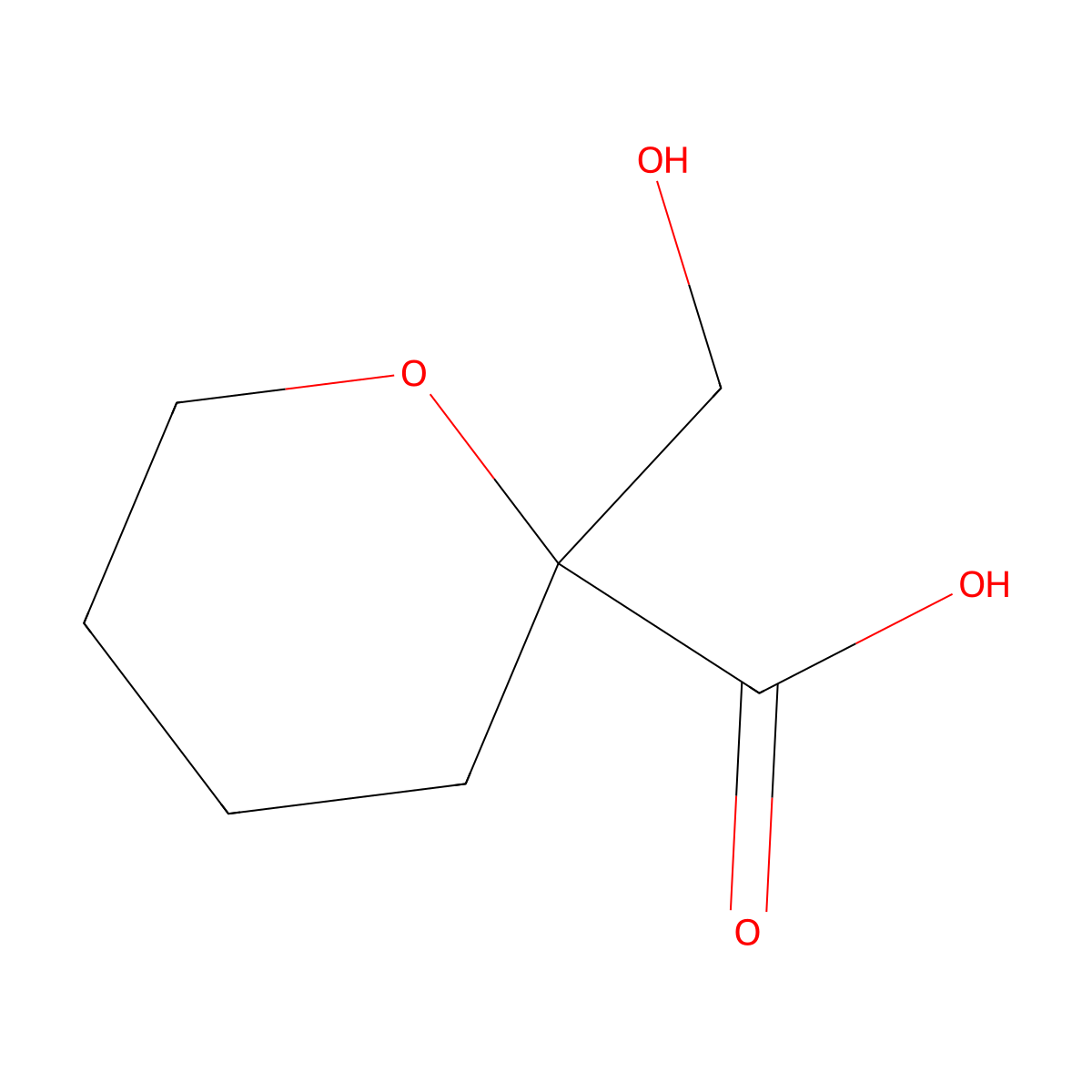Tetrahydro-2-(hydroxymethyl)-2H-pyran-2-carboxylic acid molecular structure, CAS 1447943-70-5