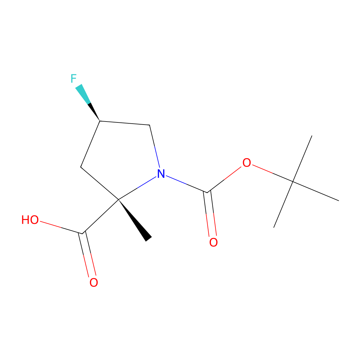 (2S,4R)-1-(Tert-butoxycarbonyl)-4-fluoro-2-methylpyrrolidine-2-carboxylic acid molecular structure, CAS 1447944-00-4