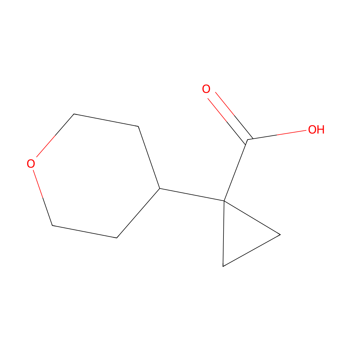 1-(tetrahydro-2H-pyran-4-yl)cyclopropanecarboxylic acid molecular structure, CAS 1447944-17-3