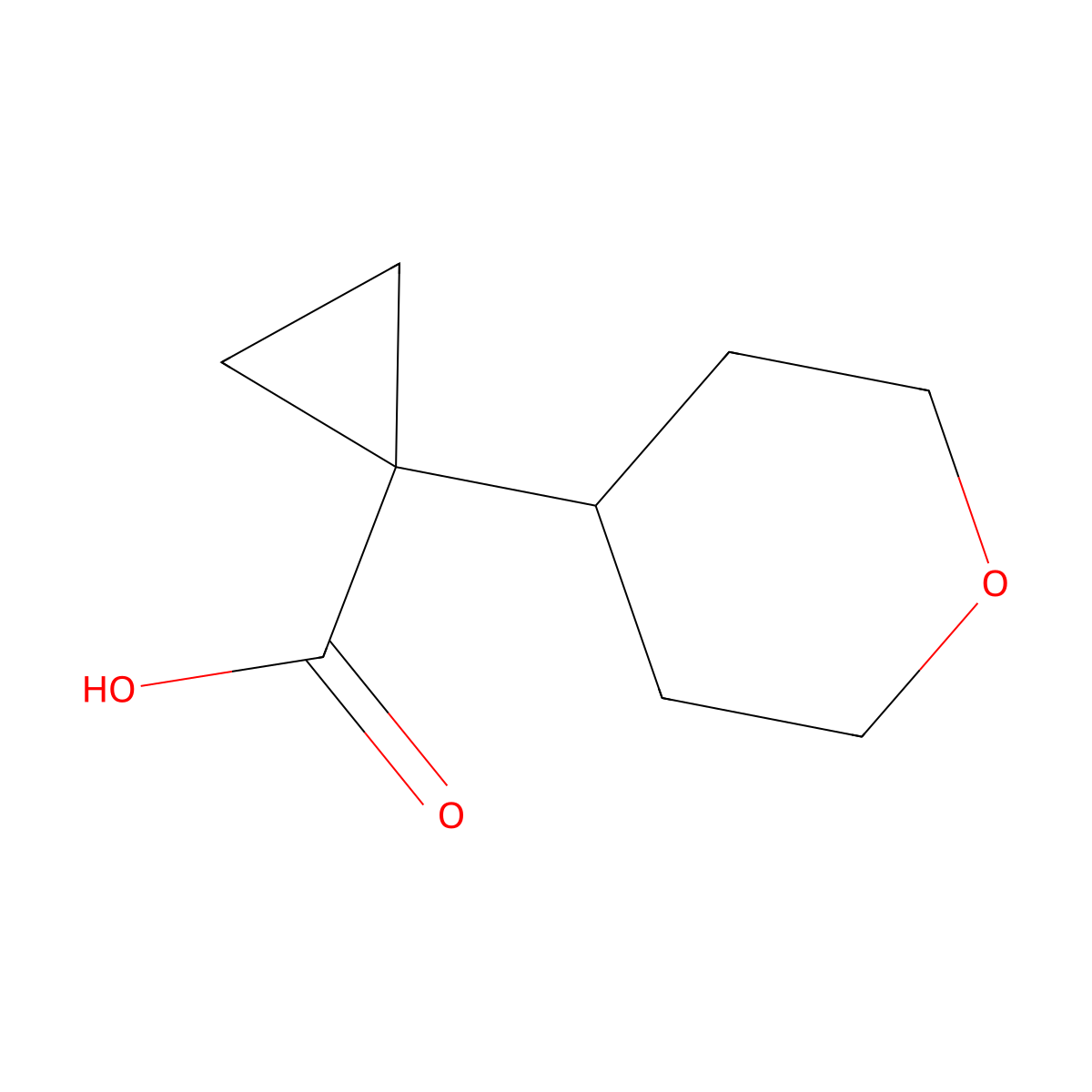 1-(tetrahydro-2H-pyran-4-yl)cyclopropanecarboxylic acid molecular structure, CAS 1447944-17-3