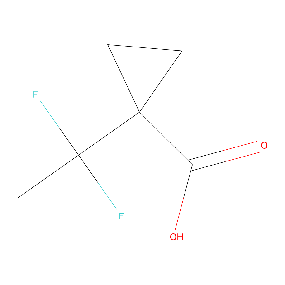 1-(1,1-Difluoroethyl)cyclopropane-1-carboxylic acid molecular structure, CAS 1447944-38-8