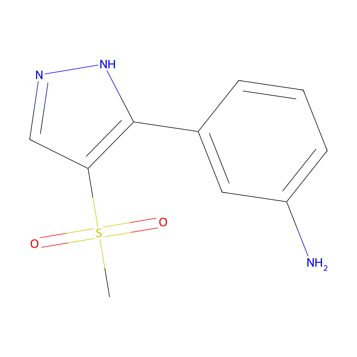 3-(4-(Methylsulfonyl)-1H-pyrazol-3-yl)aniline molecular structure, CAS 1447949-83-8